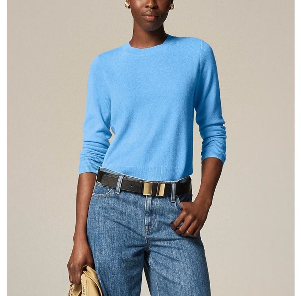 J.Crew Cashmere Classic-Fit Crewneck Sweater WMNS 2XL Pale Cerulean Blue Knitted